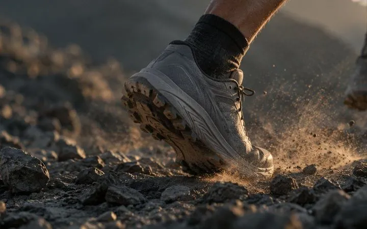 Trailrunning-Schuh auf Fels